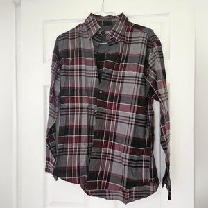 Van Heusen Men's Plaid Shirt - Black, Gray, Red